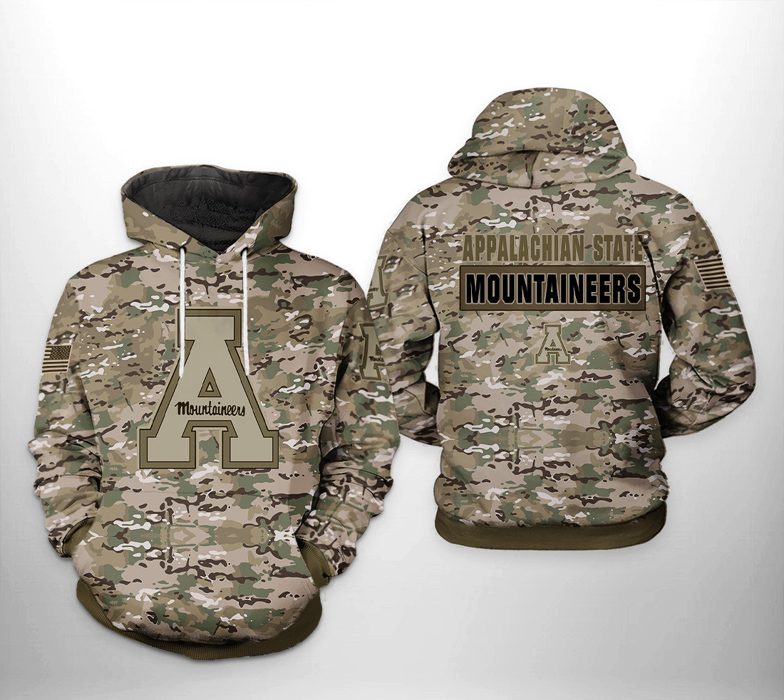 Appalachian State Mountaineers Ncaa Camo Veteran Hoodie & Zip Hoodie
