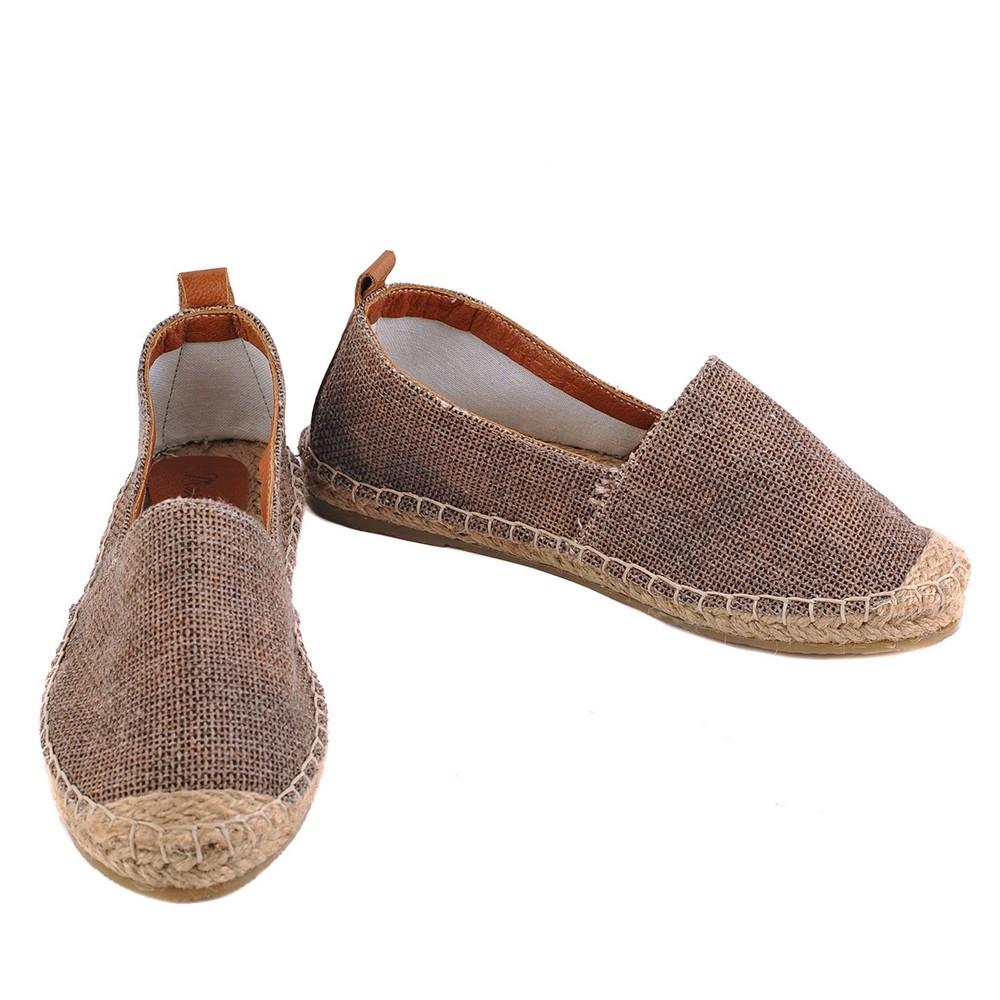 Brown Linen Espadrille Shoes San803