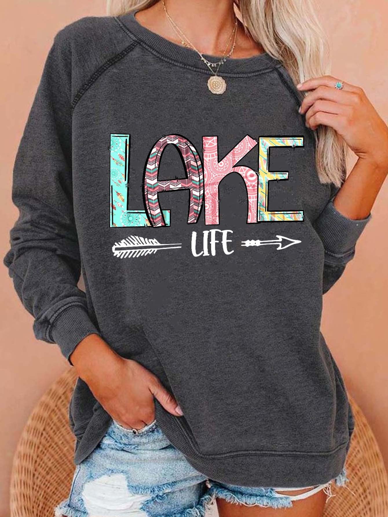 Women Lake Life Long Sleeve Top