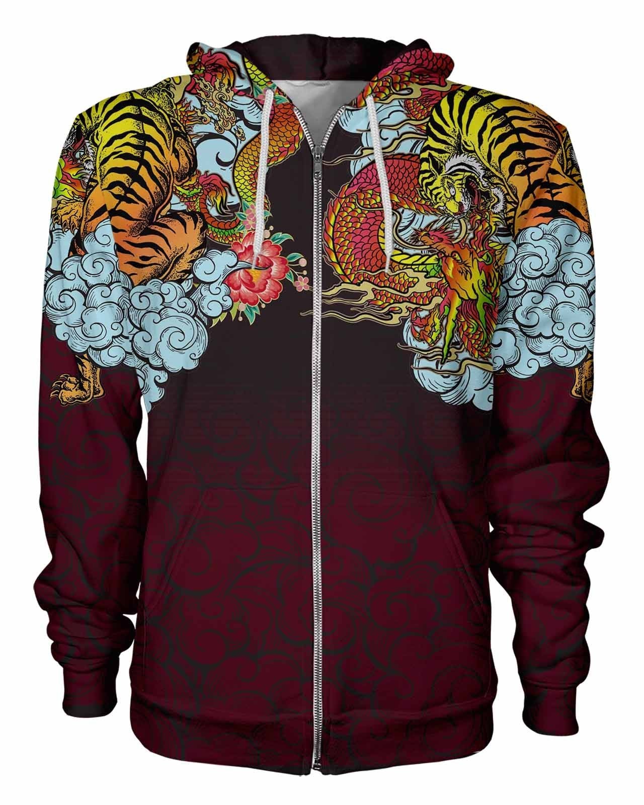 Dragon Tiger Red Women’S Zip Hoodie