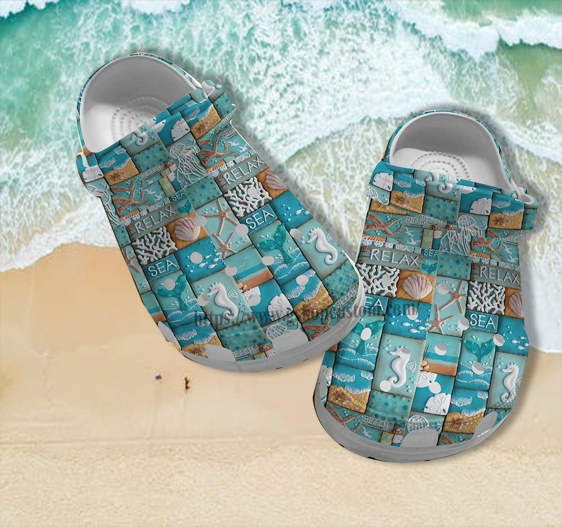 Life Beach Ocean 3D Croc Shoes Gift Grandaughter- Sister Beach Shoes ...