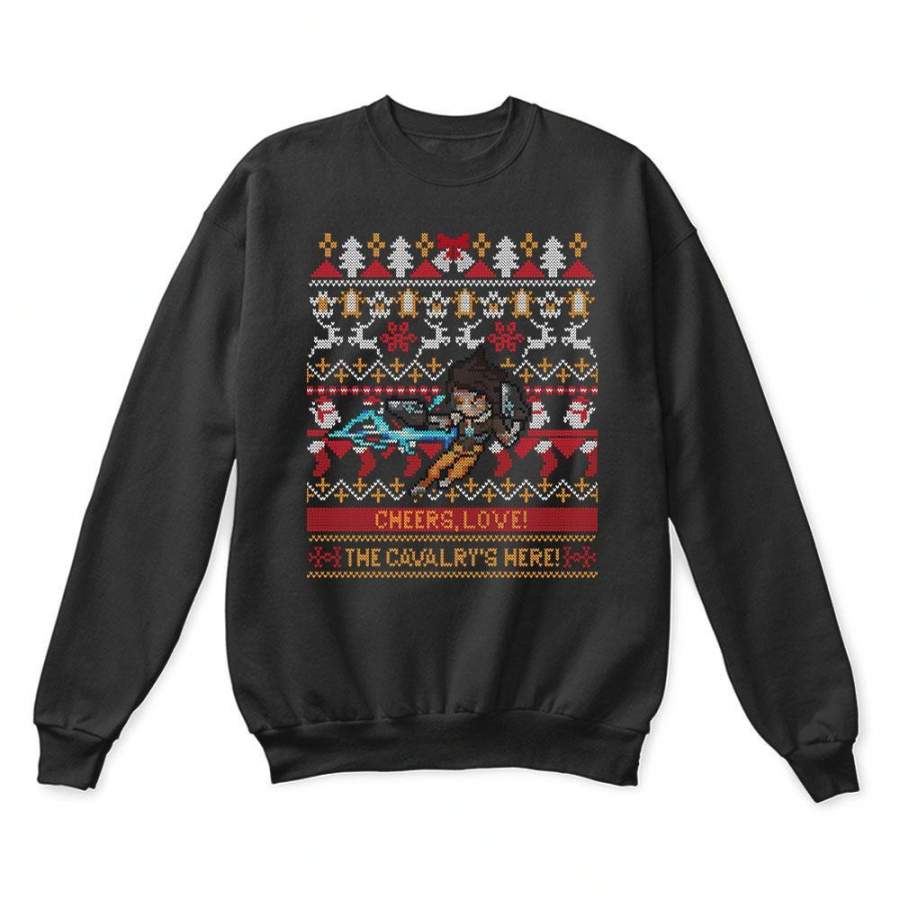 Cheer Love The Cavalry’s Here Overwatch Tracer Christmas Ugly Sweaters