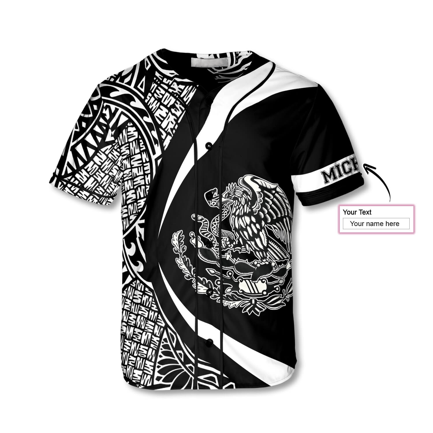 Athlete Mexico Tribal Bw Custom Baseball Jersey, Mexico Baseball Jersey, Gift For Mexican