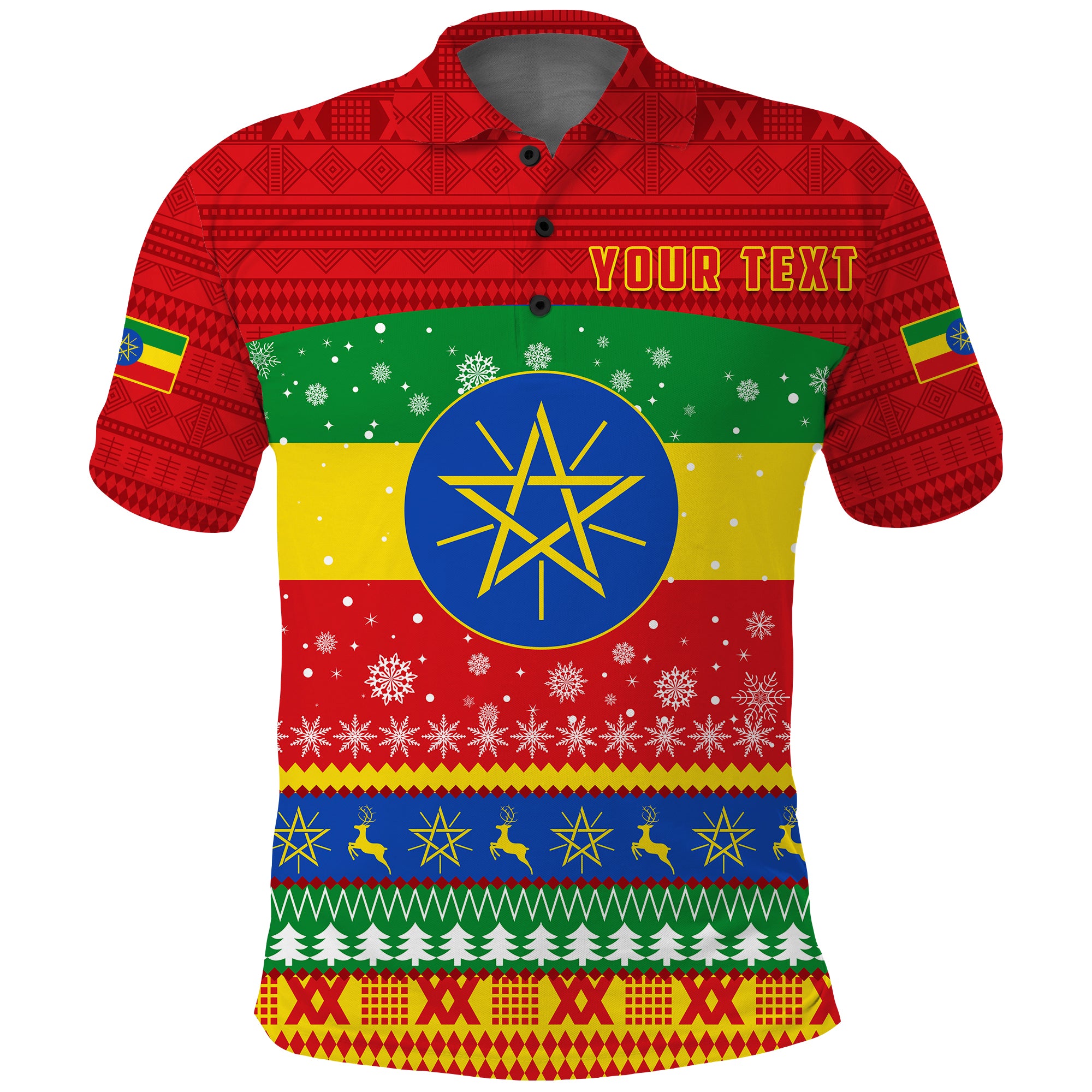 (Custom Personalised) Ethiopia Polo Shirt Merry Christmas Mix African Pattern Lt13