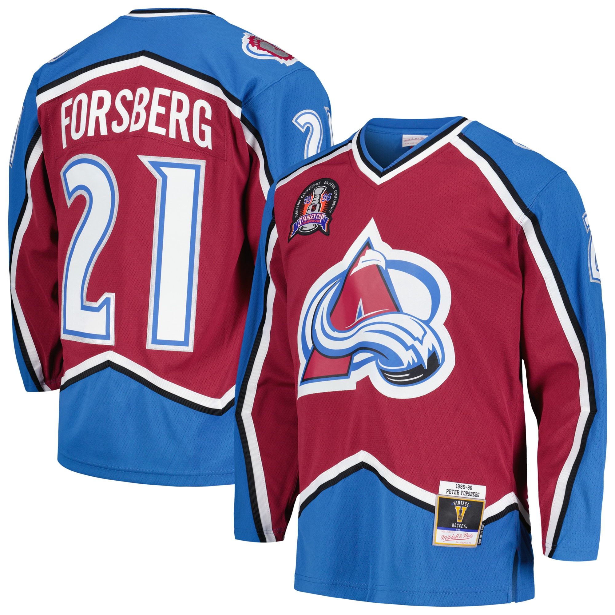 Peter Forsberg Colorado Avalanche Mitchell & Ness 1995/96 Blue Line Player Jersey – Burgundy