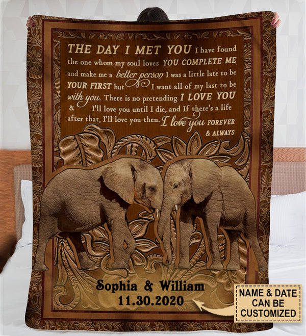 Personalized Elephant The Day I Met You Blanket Fleece Blanket