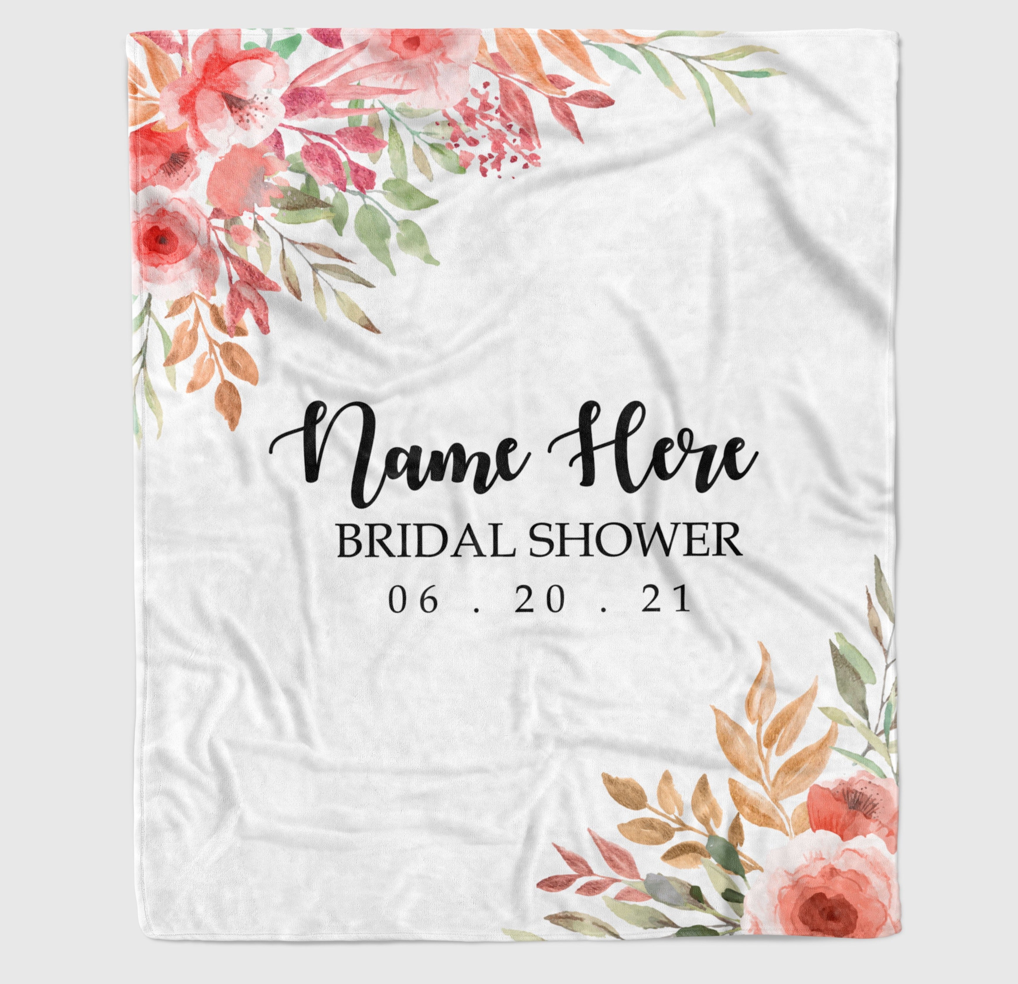 Custom Name Date Bridal Shower Blanket