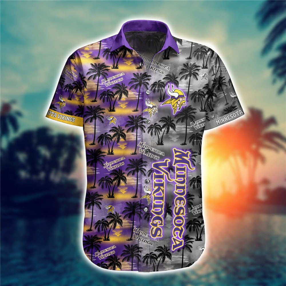 Men’S Minnesota Vikings Hawaiian Shirt Palm Tree