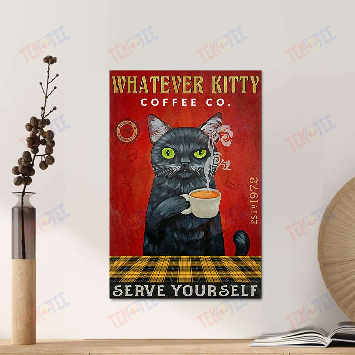 Canvas Wall Art Mom Cat Whatever Kitty Serve Wall Art Home Decoration