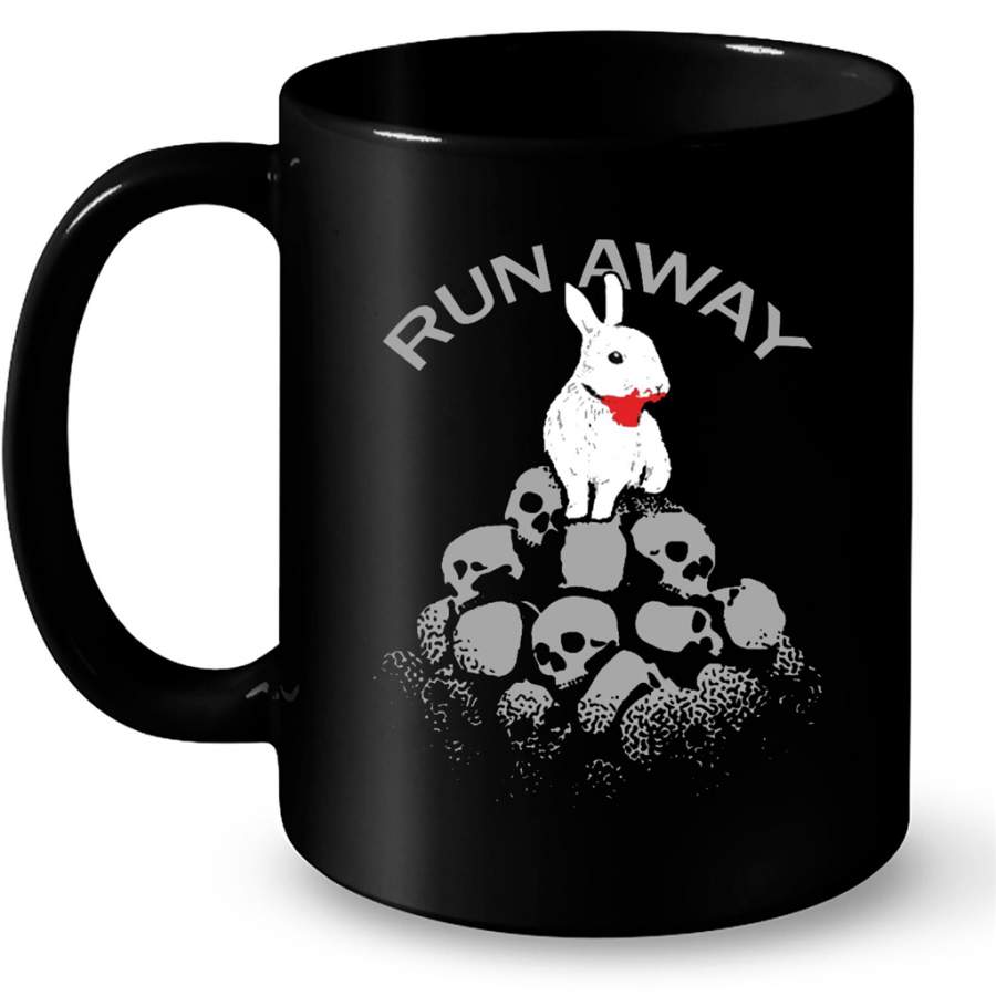 Run Away Bloody Killer Bunny Blood Rabbit Skulls – Full-Wrap Coffee Black Mug