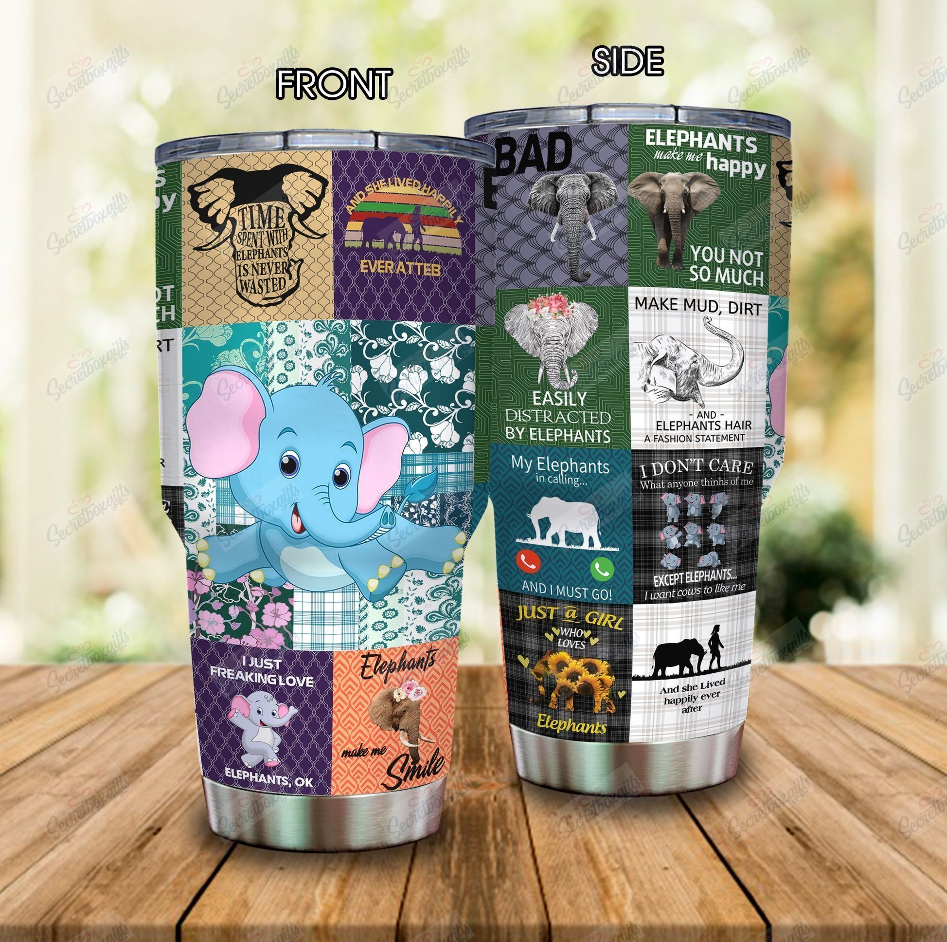 Personalized Elephant I Saw You Gs-Cl-Ml0604 Stainless Steel Tumbler Travel Customize Name, Text, Number, Image