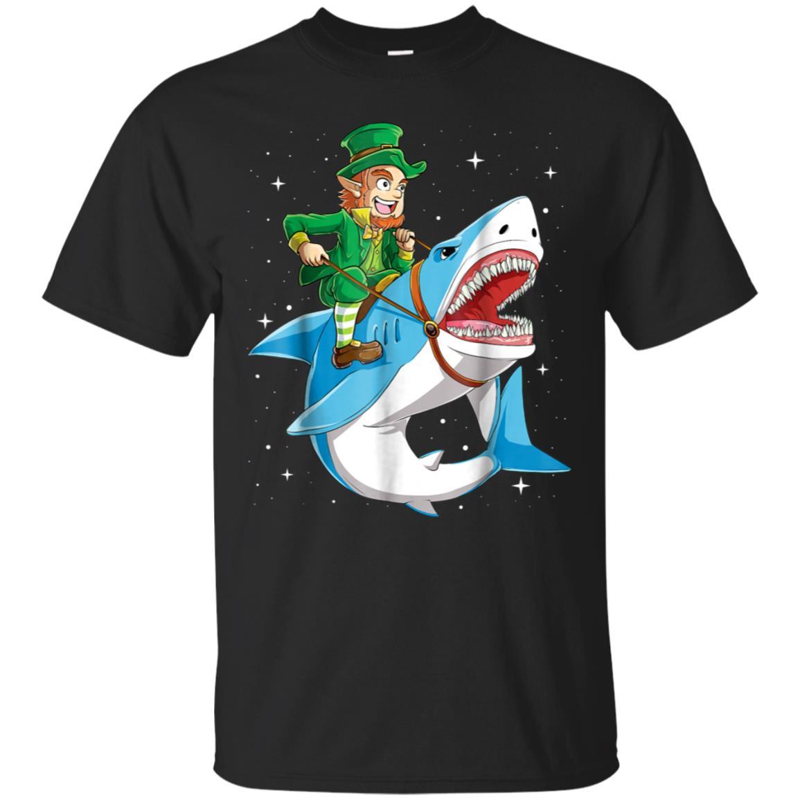 St Patricks Day Shirt Boys Kids Leprechaun Riding Shark Girl