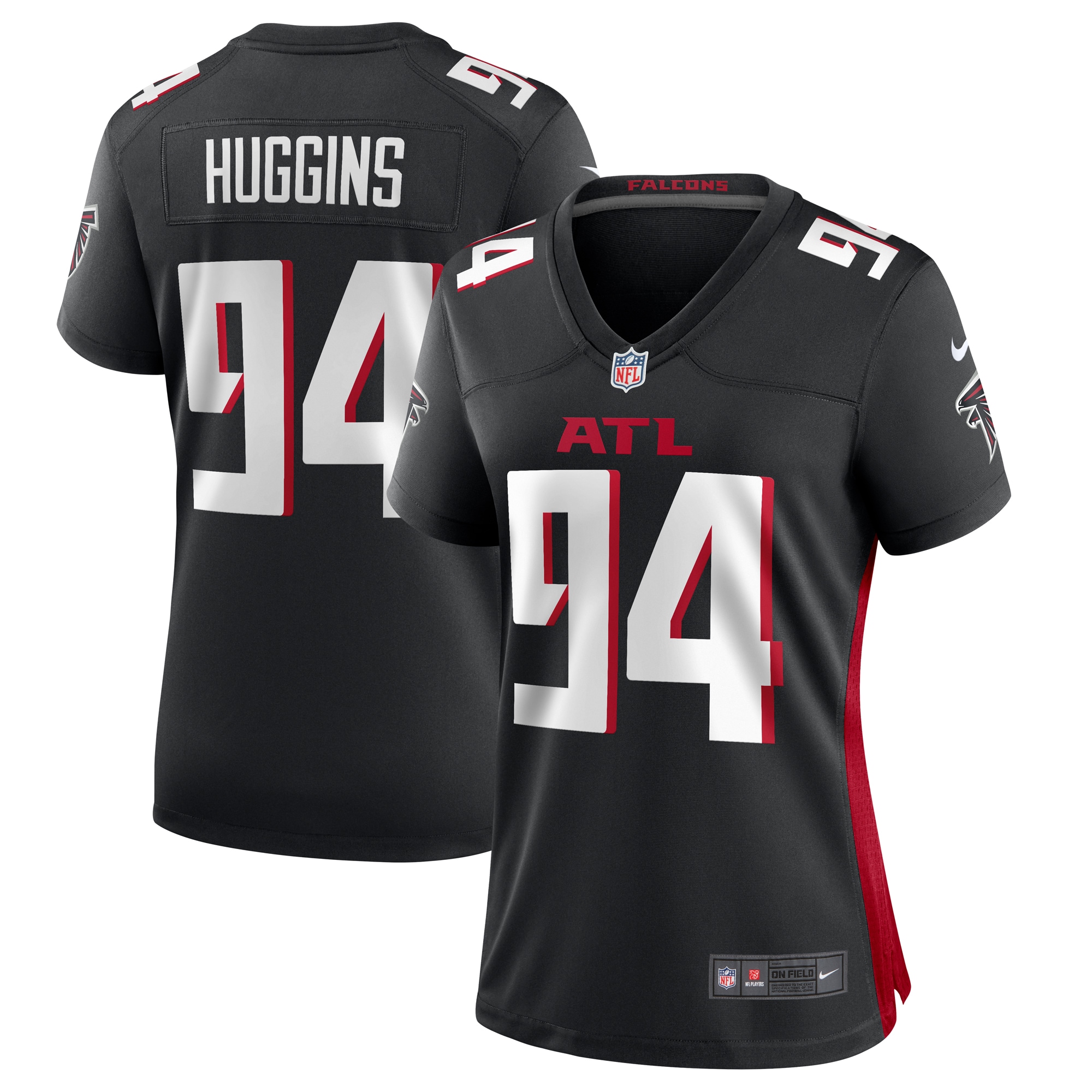 Women’s Atlanta Falcons Albert Huggins  Black Team Game Jersey