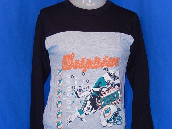 90S Miami Dolphins Tackle Crunch Black And Gray Vintage Shirt