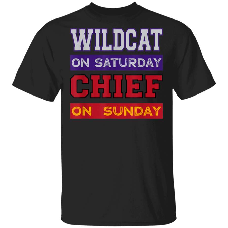 Wildcat on Saturday Chief on Sunday Kansas City Football T-Shirt