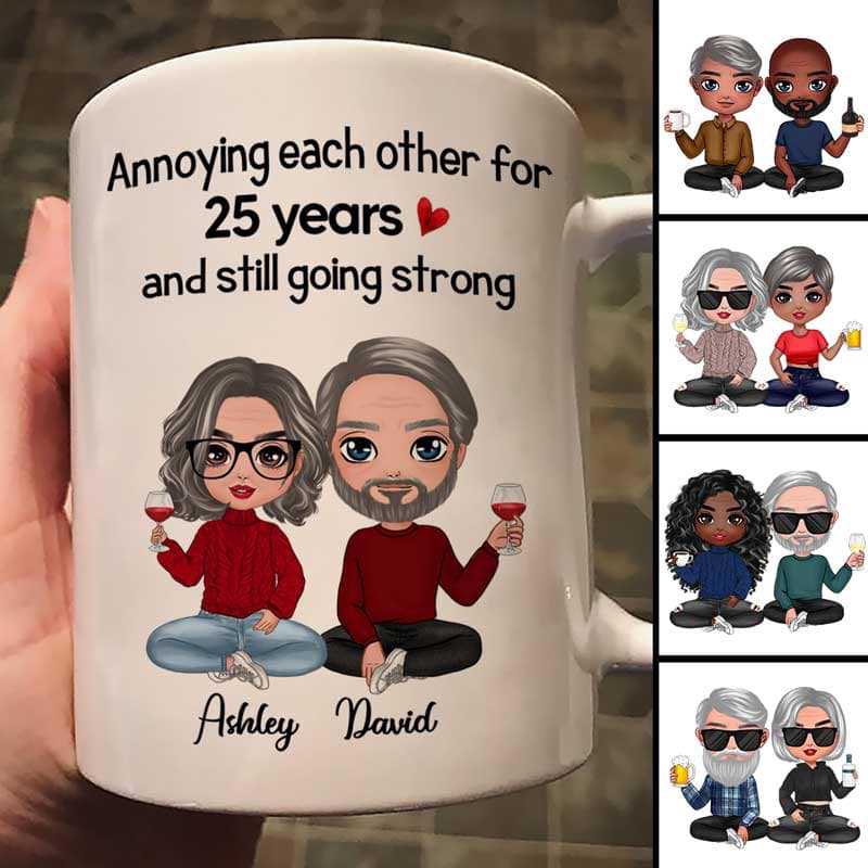 Doll Couple Sitting Annoying Each Other Gift Personalized Mug