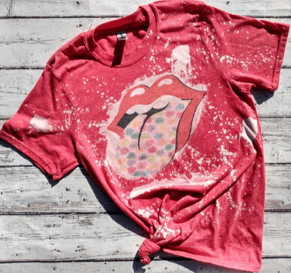 Valentine Candy Tongue Bleached Tshirt For Him, Her, Boyfriend, Girlfriend, Wife, Husband Valentines Day Gift