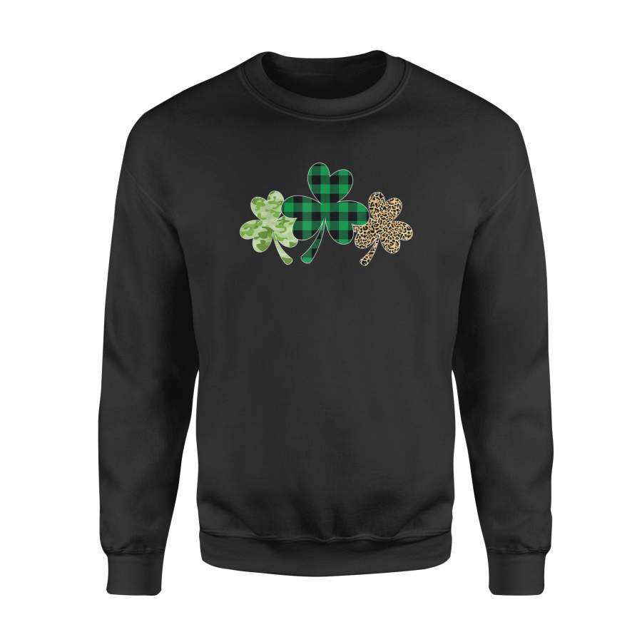 Plaid Shamrock Shirt Leopard Camouflage Fun St Patricks Day – Standard Fleece Sweatshirt