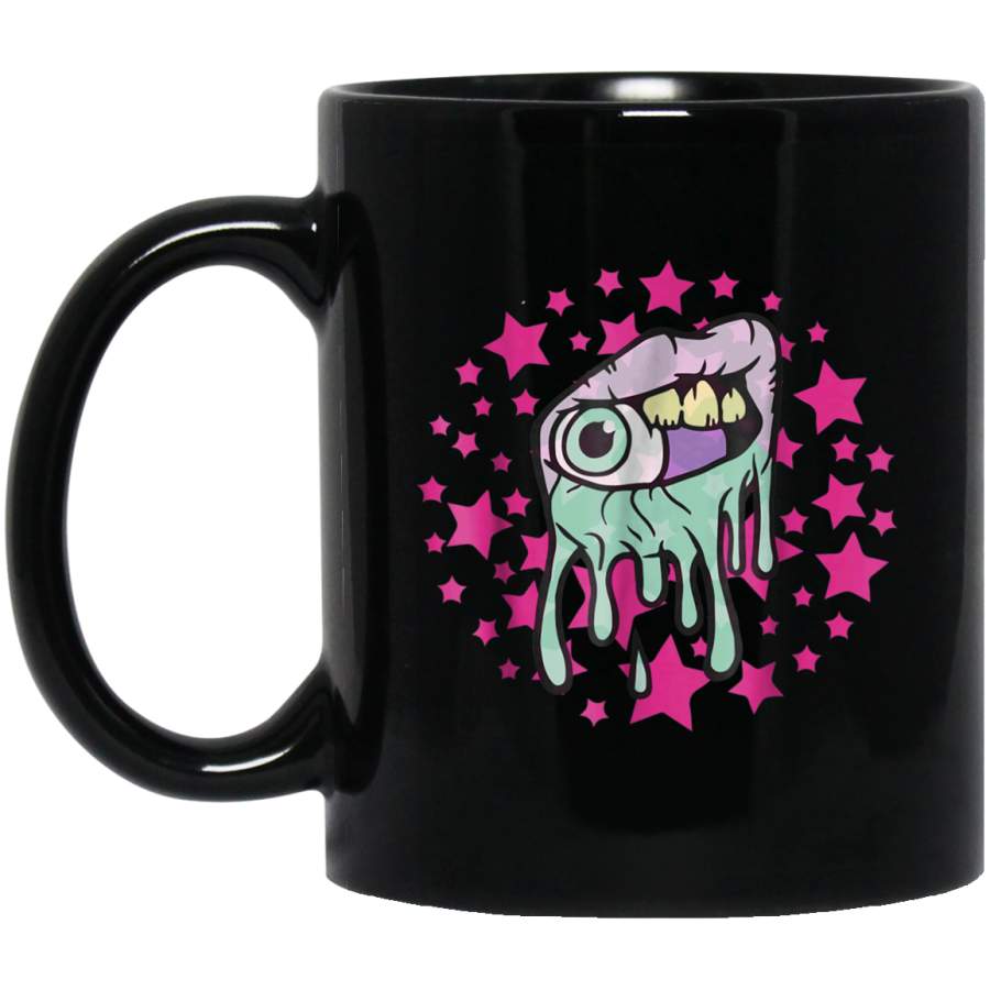 Zombie Horror Lips Eyeball Pastel Goth Aesthetic Black Mug