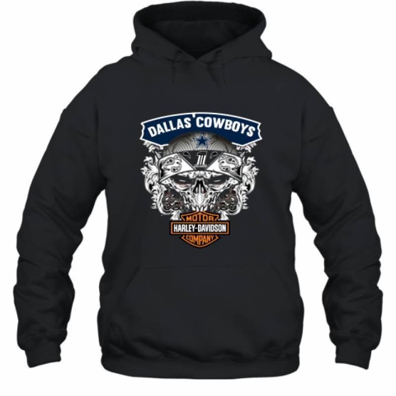 Skull Dallas Cowboys Harley Davidson Hoodie T-Shirt