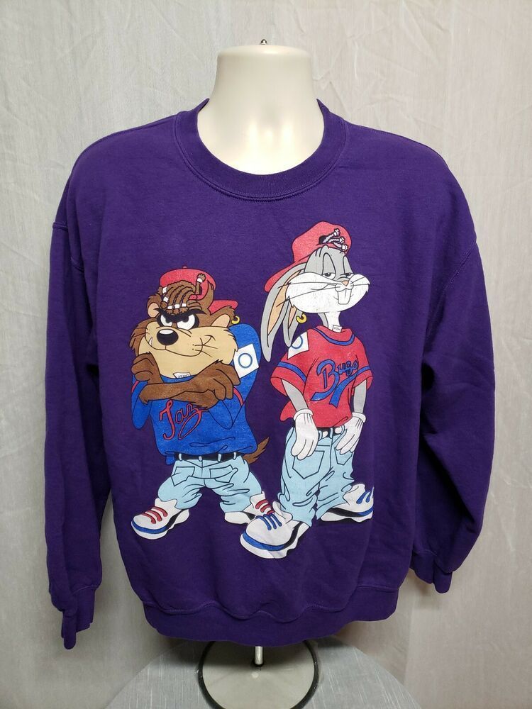 Looney Tunes Bugs Bunny And Taz Tazmanian Devil Adult Purple Shirt