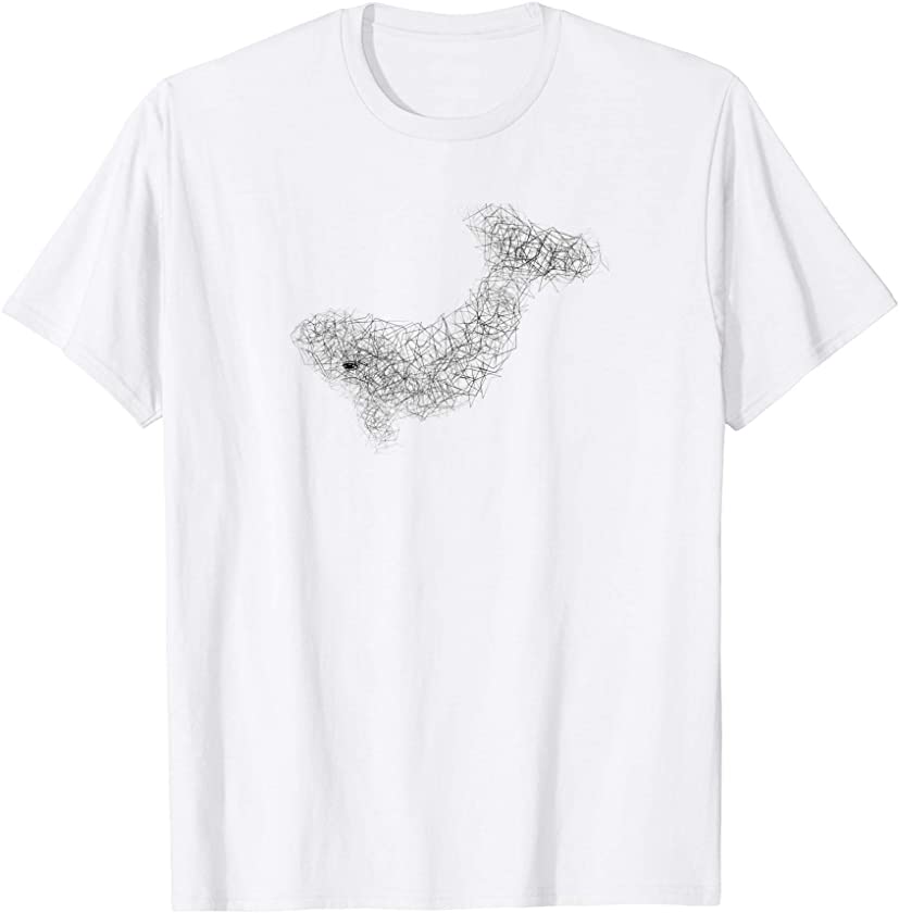 Geometric Whale Novelty Sketched Humpback Whale Line Drawing T-Shirt