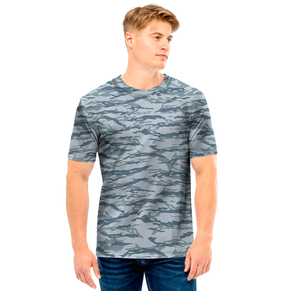 Winter Tiger Stripe Camo Pattern Print Men’S T-Shirt