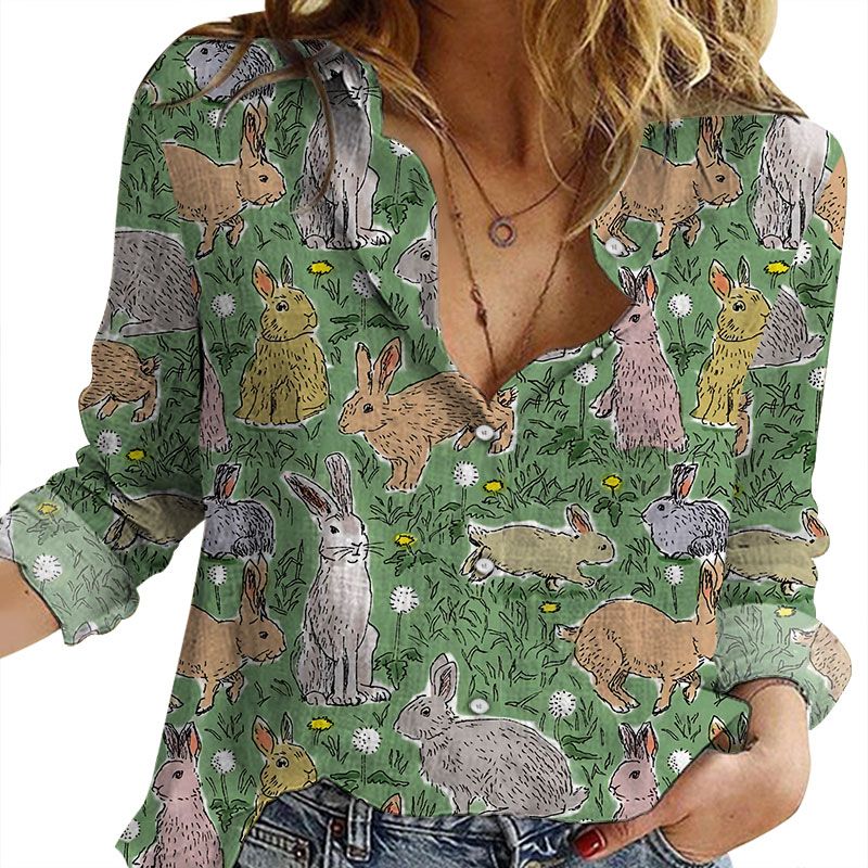 Cotton Linen Fabric Casual Shirt Unisex Womens Mens – Rabbits and Dandelions H012113