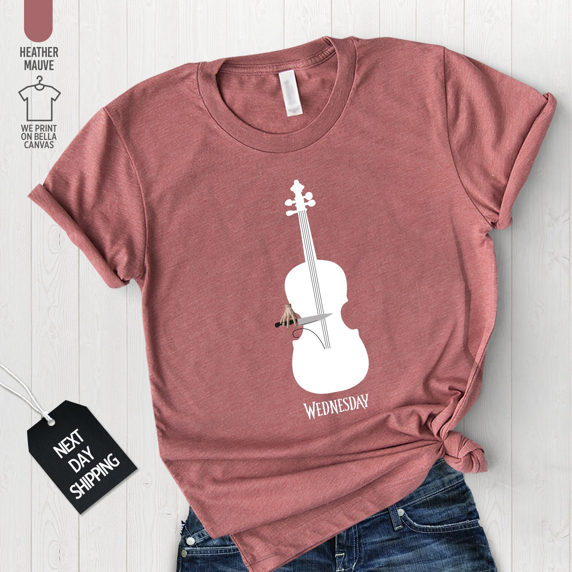 Wednesday With Cello Shirt, Wednesday Addams Shirt, Wednesday Gift Shirt, Gift For Musician, Wednesday Movie Shirt, Nevermore, A1057
