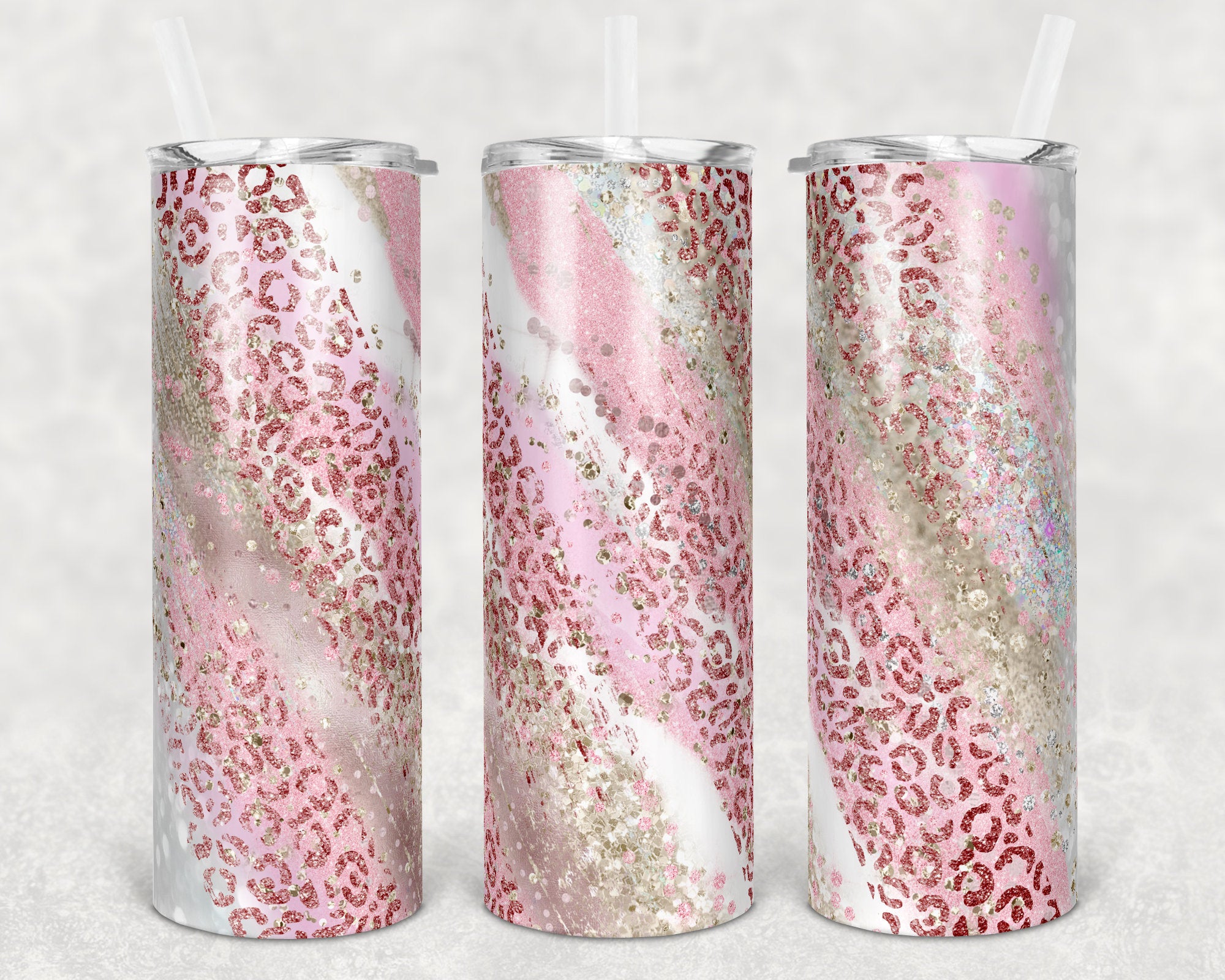 Agate Milky Way Pink Leopard Skinny Tumbler