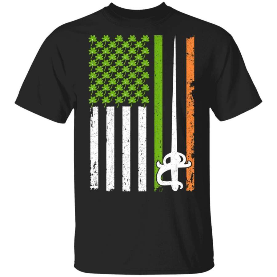 Vintage Irish Fencing American Flag St Patrick’s Day Gifts T Shirt Saint Paddys Patricks Tshirt Lucky Shirts Drink Green Beer Irish Gifts Funny Tee