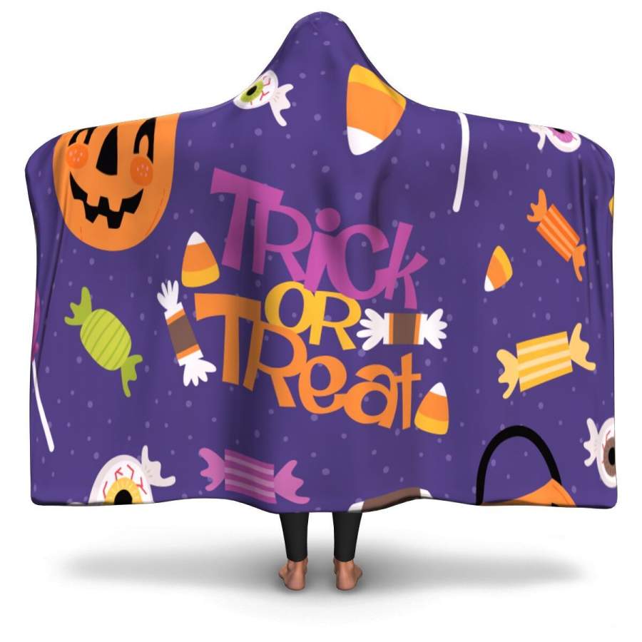 Candy Sweet Trick Or Treat Funny Halloween Hooded Blanket