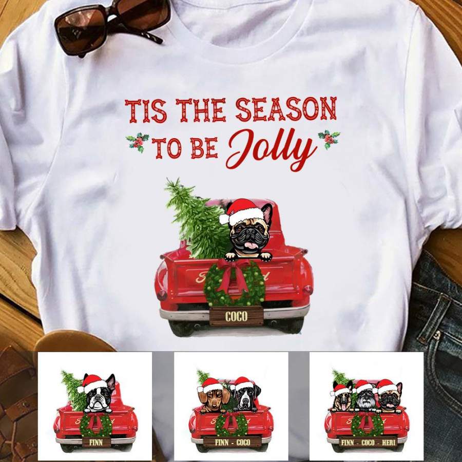 Personalized Dog  Red Truck Jolly Christmas T Shirt OB52 87O58