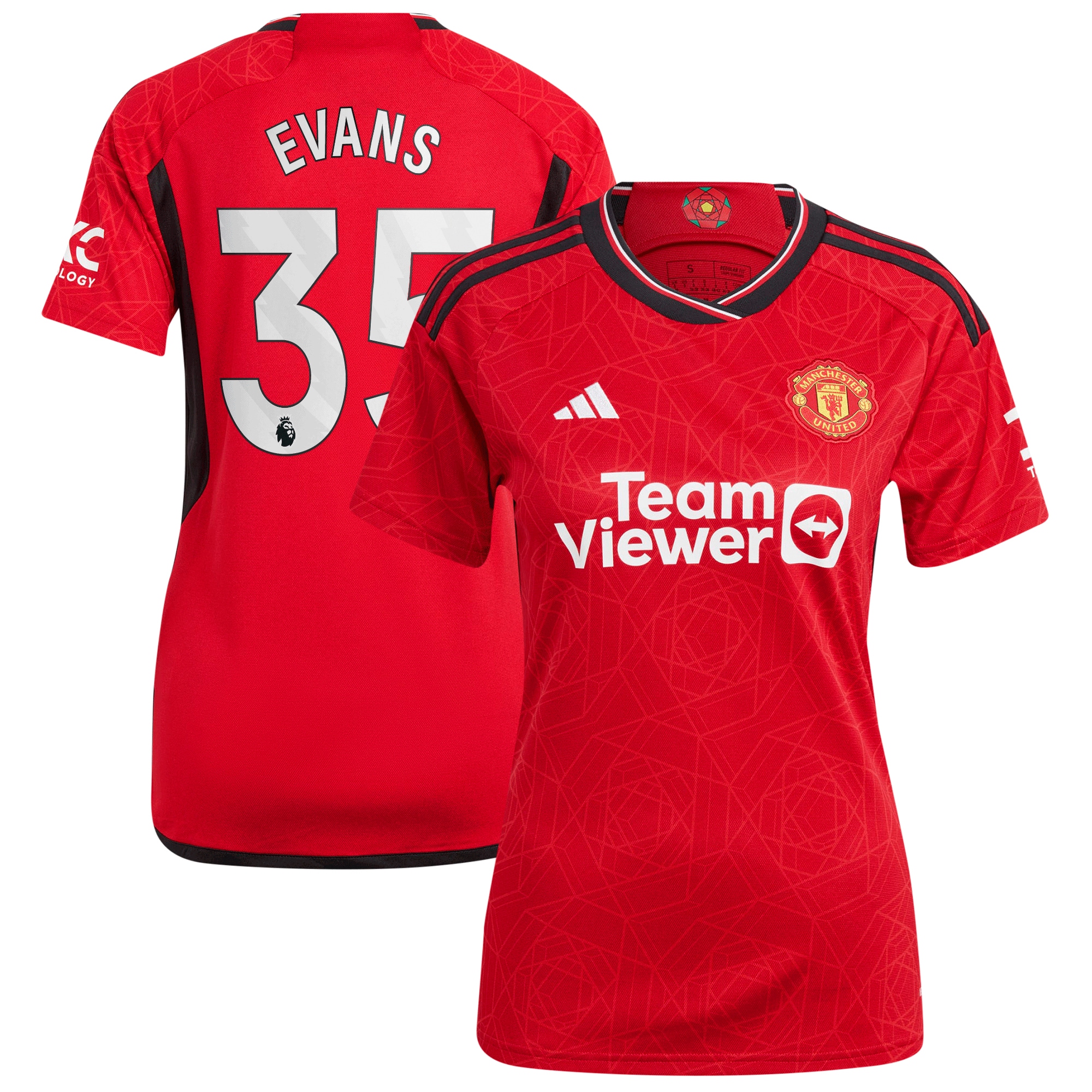 Jonny Evans Manchester United Women's 2023/24 Home Replica Player Jersey  Red