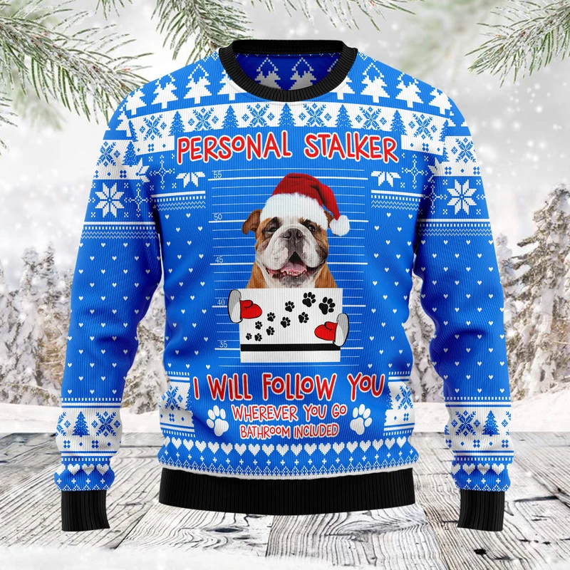 Stalker Bulldog Ugly Christmas Sweater | For Men & Women | Adult | Us6056