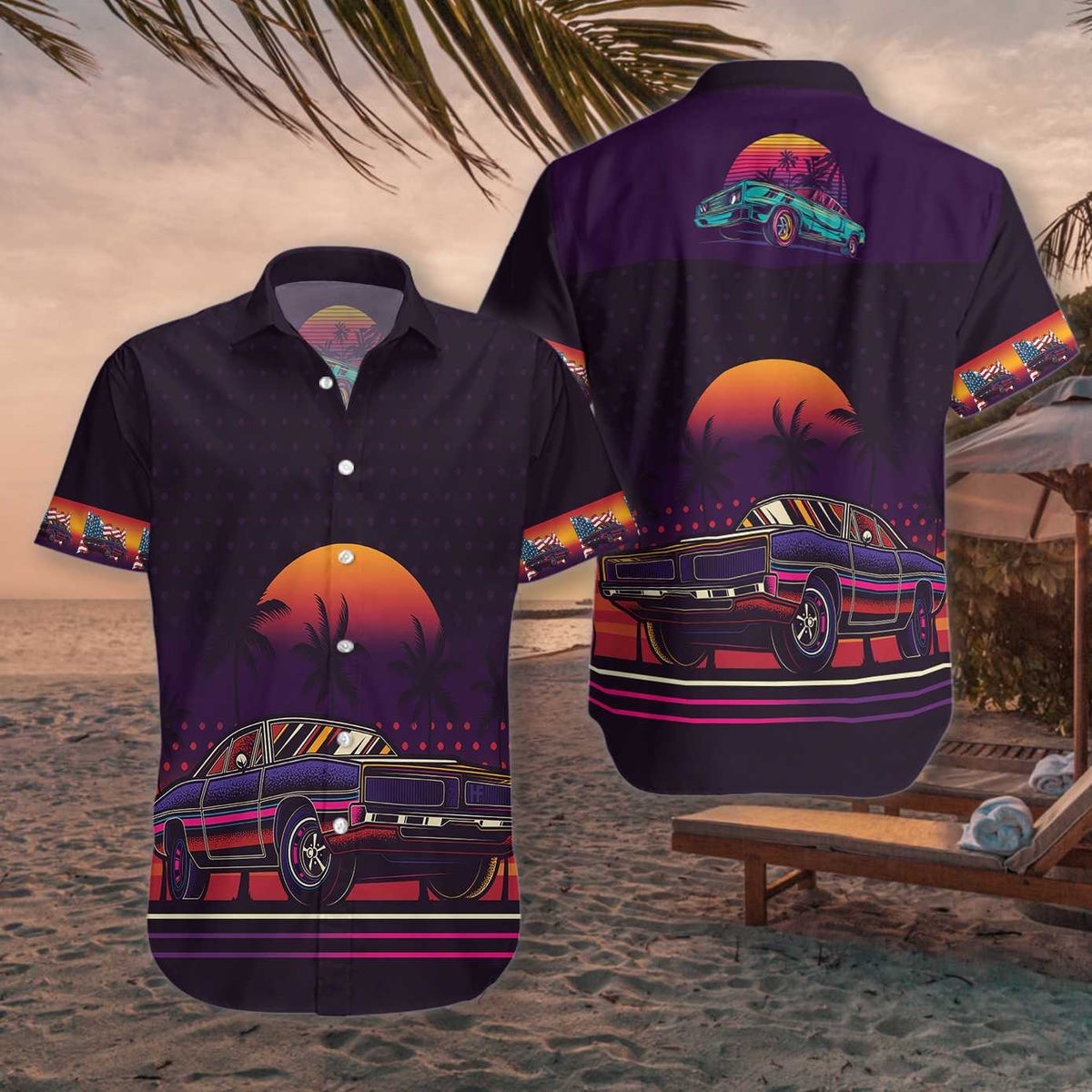 Vintage Neon Muscle Car Hawaii Shirt For Men Women Adult Ha48658