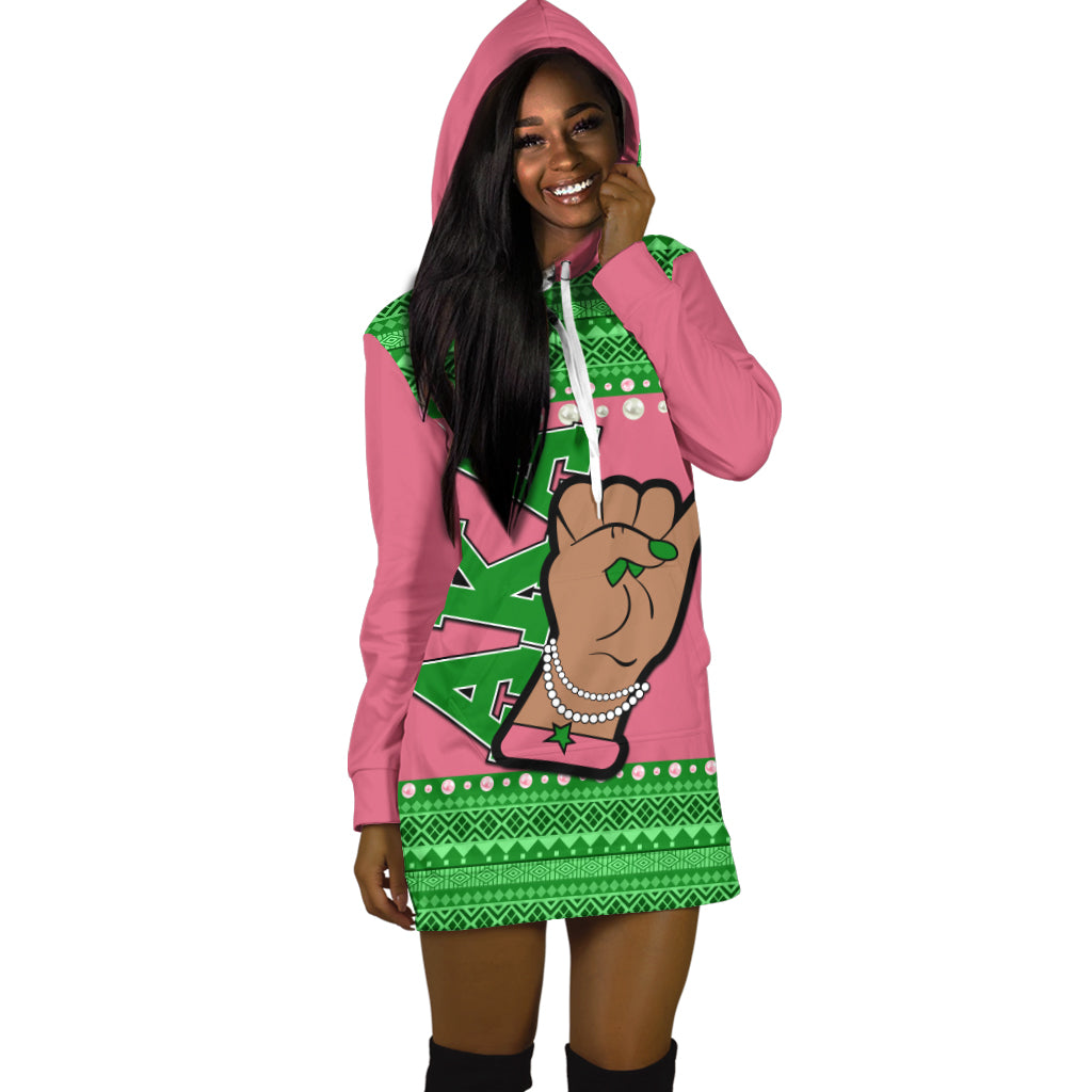 Alpha Kappa Alpha Hoodie Dress African Pattern Lt13