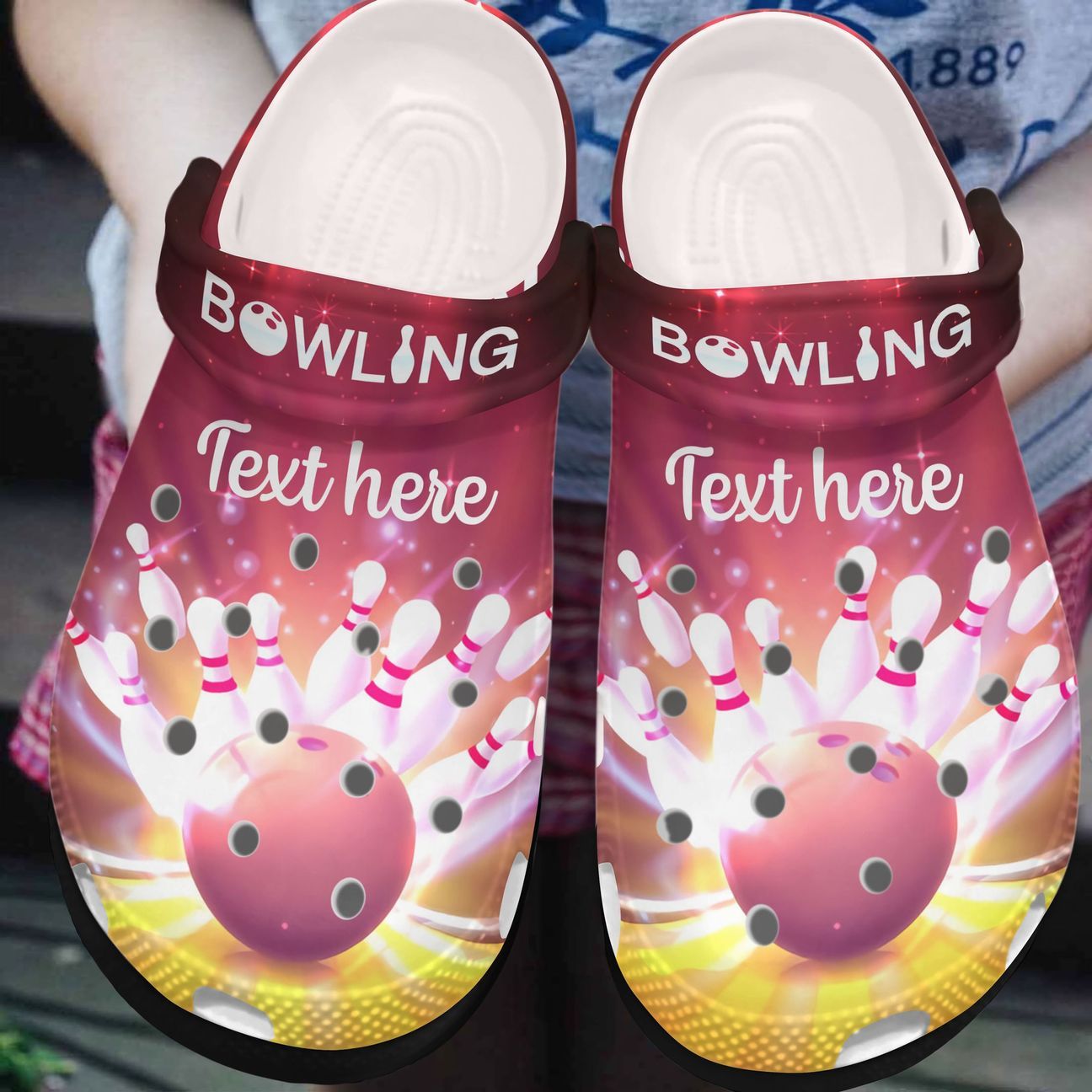 Bowling Personalized Clog, Custom Name, Text, Color, Number Fashion Style For Women, Men, Kid, Print 3D Bowling Anh Rolling