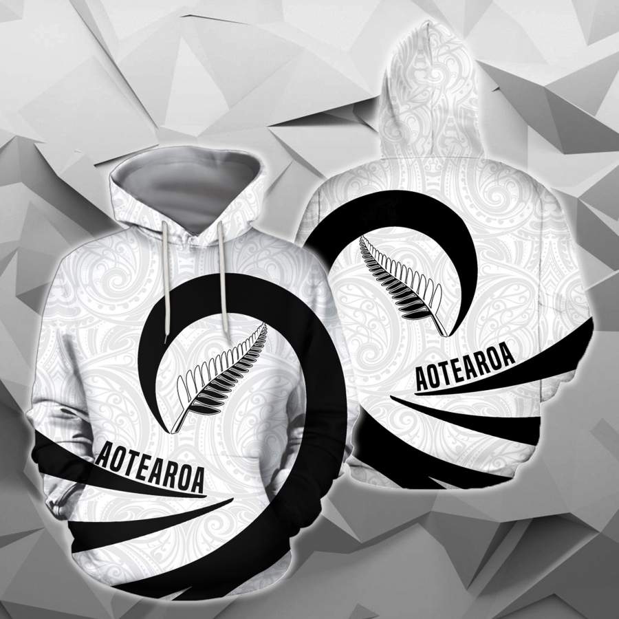 Aotearoa Hoodie Silver Fern Roll Into My Heart 03 TH5