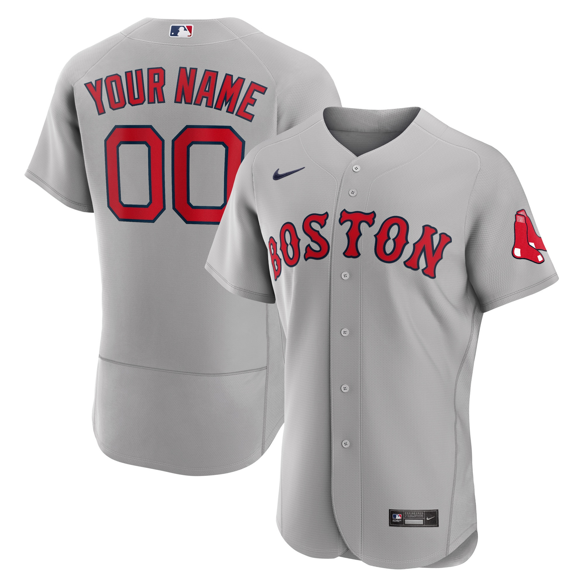 Boston Red Sox Road Authentic Custom Jersey – Gray Custom Jerseys MLB