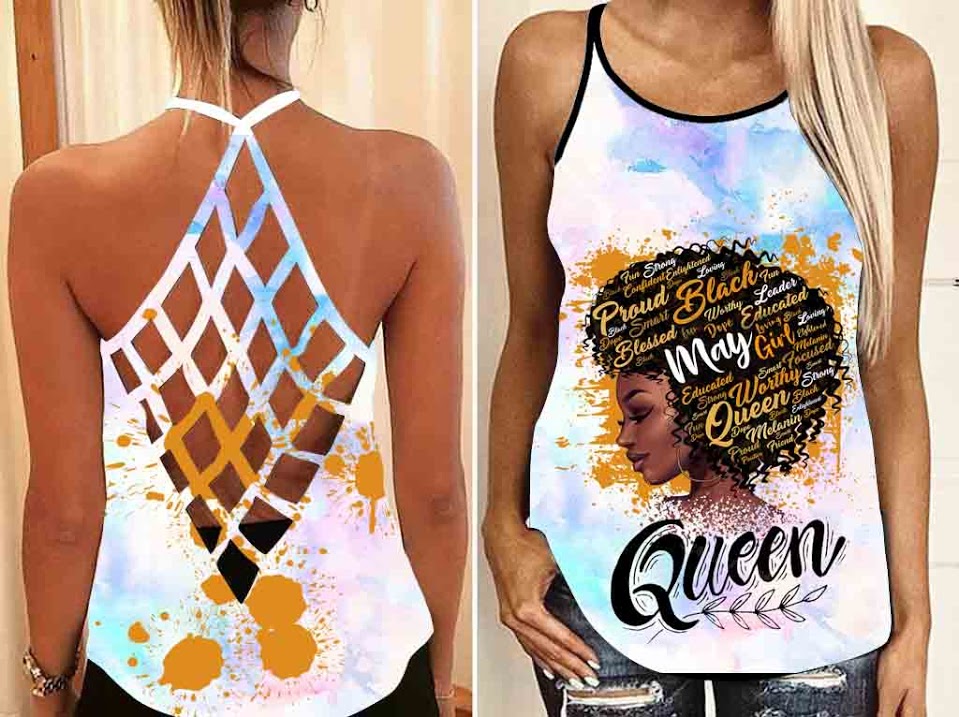 Proud Black Queen Tank Top Shirt Women – July 14Th Criss Cross Open Back Camisole Tank