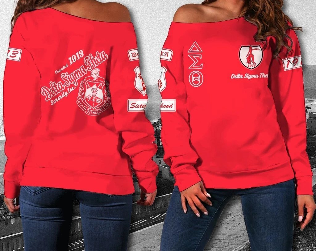 Greek Life Sweatshirt – Sisterhood Delta Sigma Theta Women Off Shoulder J5