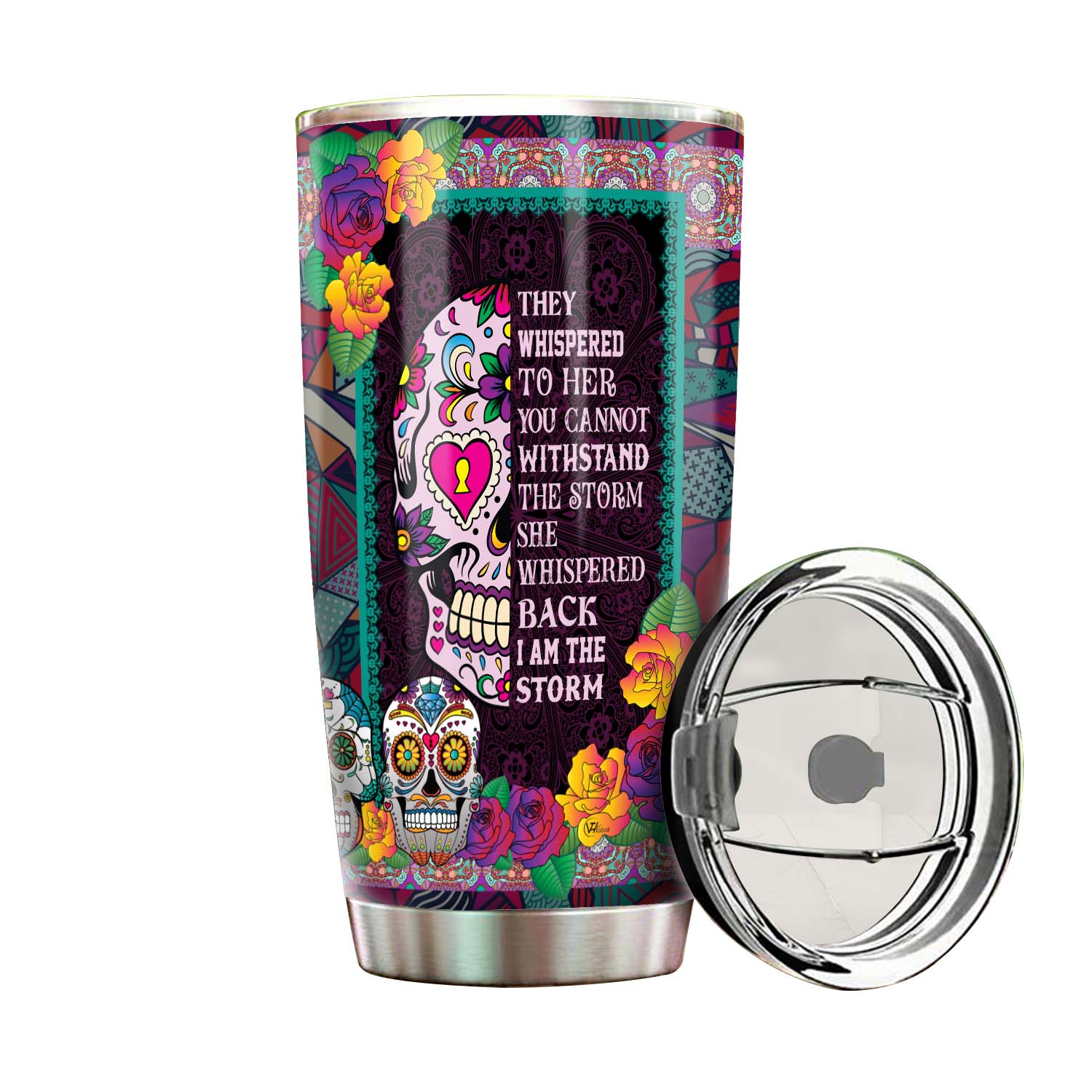 Sugar Candy Skull I Am The Storm Catrina Calaveras Mexico Day of the Dead Tumbler