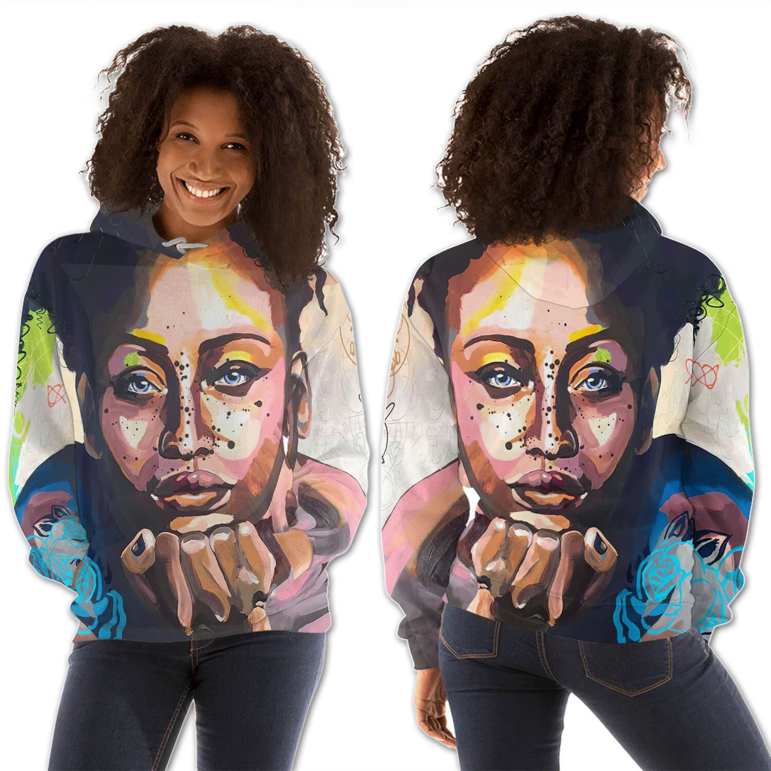 African American Hoodies Pretty Melanin Girl All Over Print Womens Hooded Sweatshirt Black History Clothing BPS61591