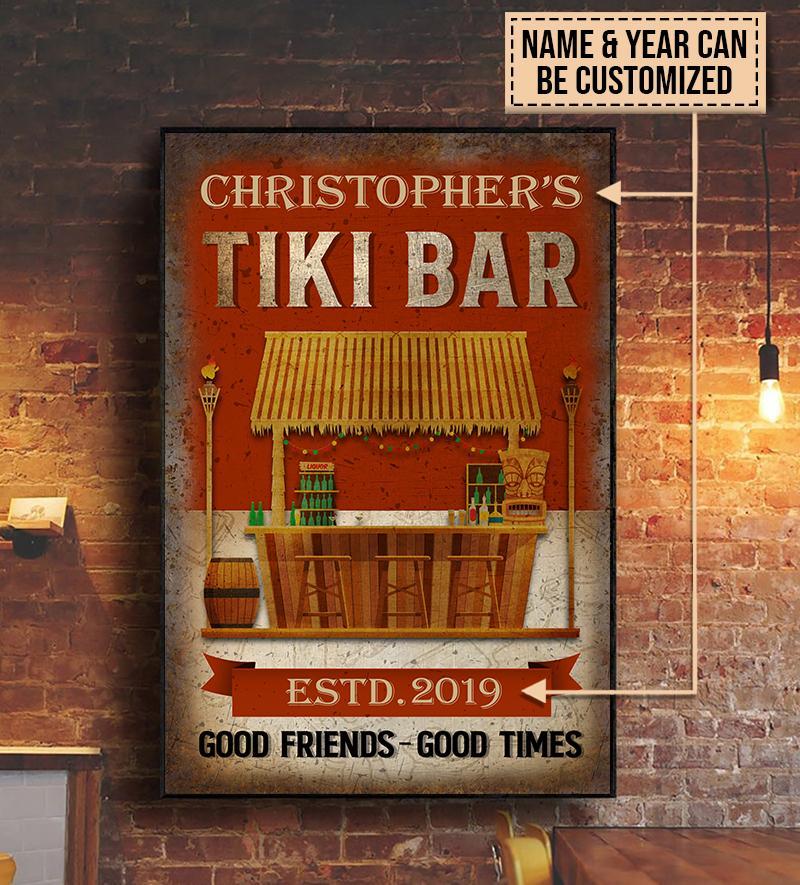 Aeticon Gifts Personalized Tiki Bar Good Friends Times Canvas Mom Dad Gift Home Decor