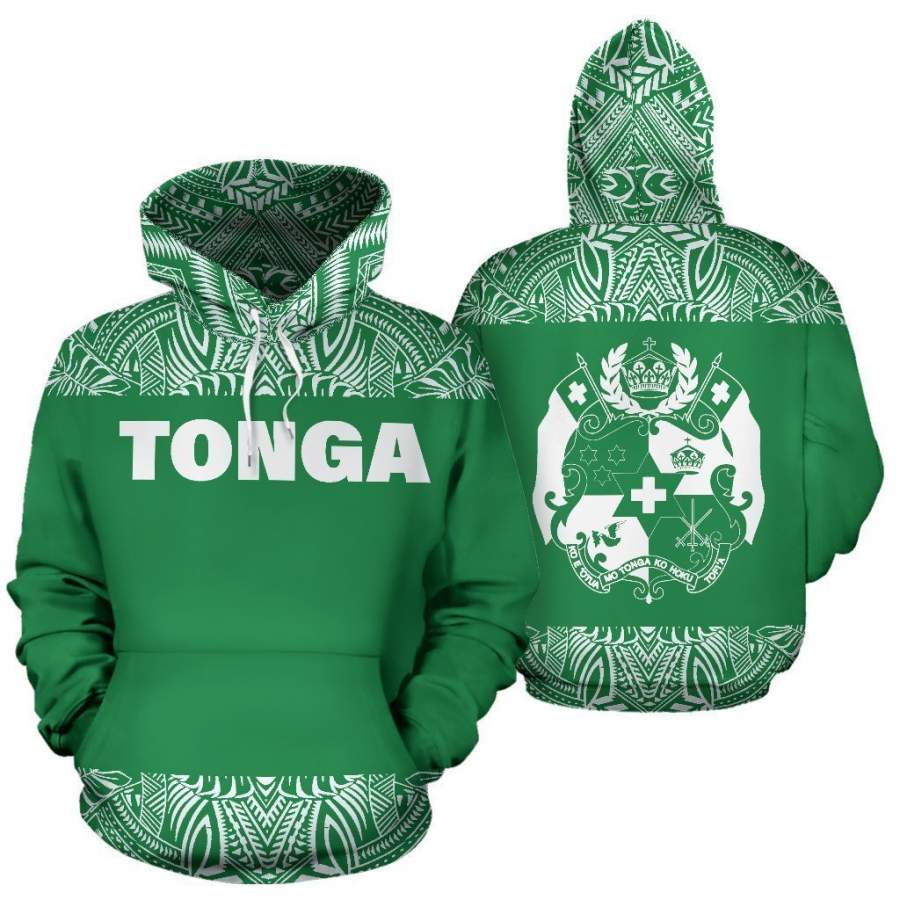 Tonga All Over Hoodie – Polynesian Green And White – BN09