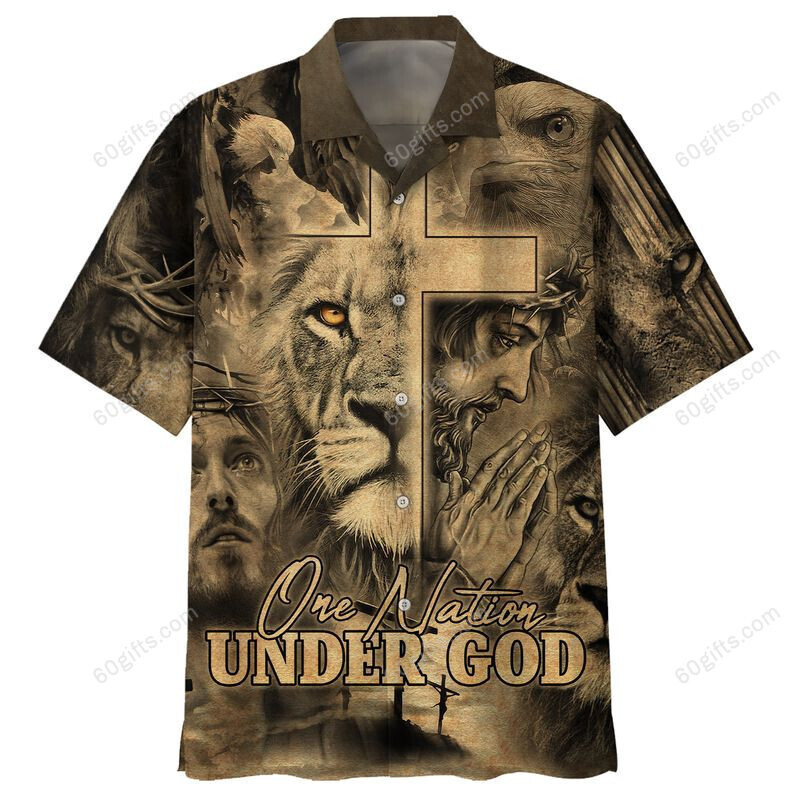 3D Jesus Hawaiian Shirt, Hoodie, Zip Hoodie, Hoodie Dress, Sweatshirt Under God Lion Christian All Over Print