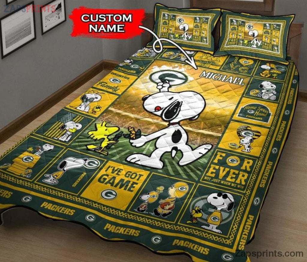 Custom Name Green Bay Packers Quilt Bed Set