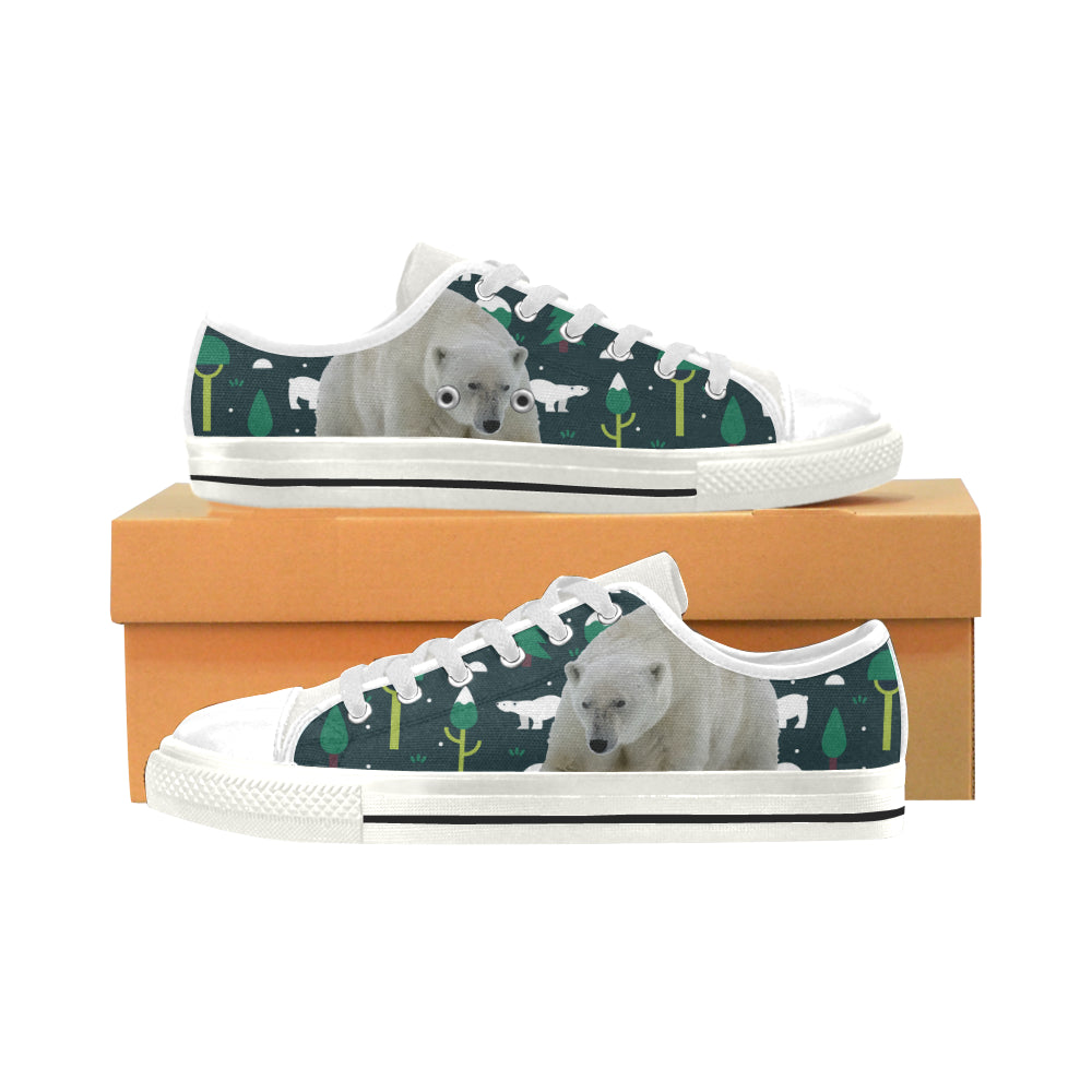 Polar Bear White Low Top Canvas Shoes for Kid