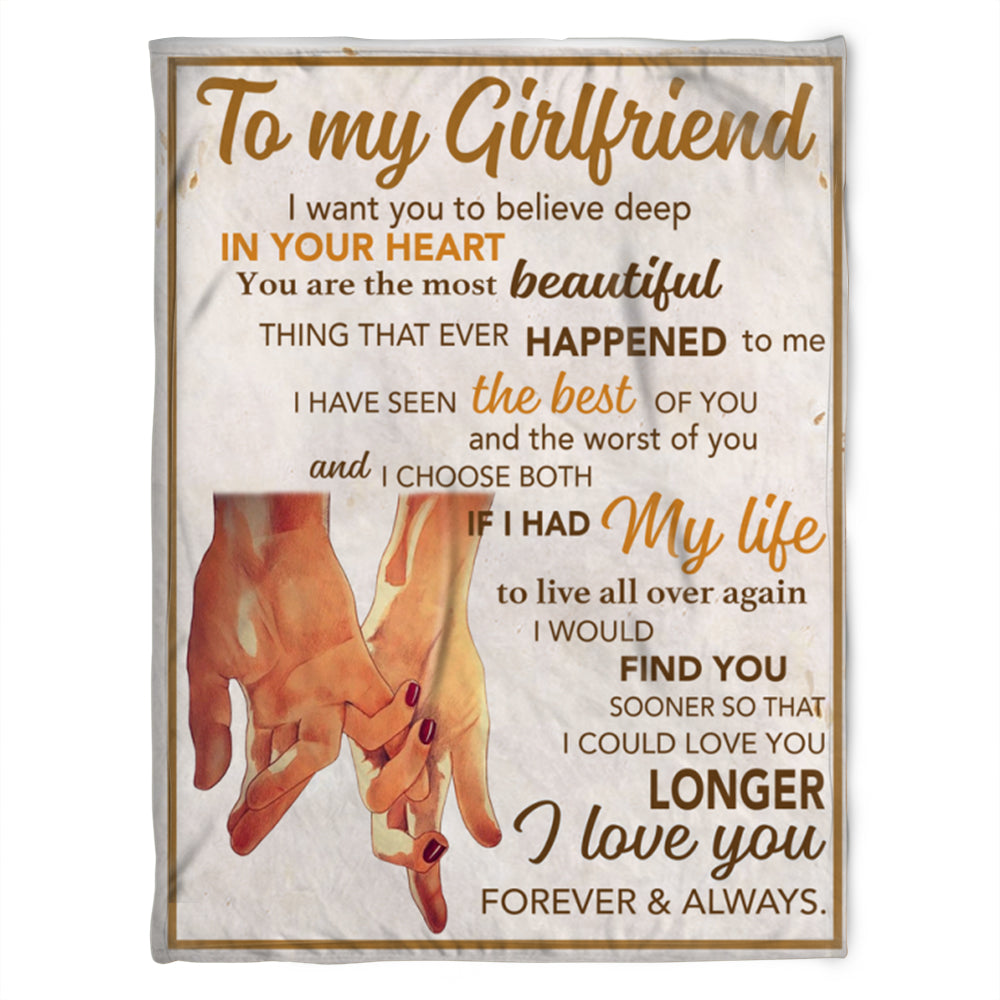 To My Girlfriend Blanket. You Are The Most Beautiful. Gift For Girlfriend From Boyfriend Home Decor Bedding Couch Sofa Soft And Comfy Cozy